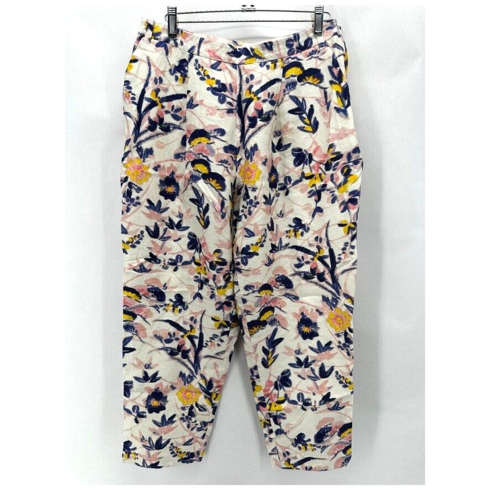 LK Bennett Ine Floral Pants Size 10 Cropped Silk Blend Dusky Pink Cottage Dainty